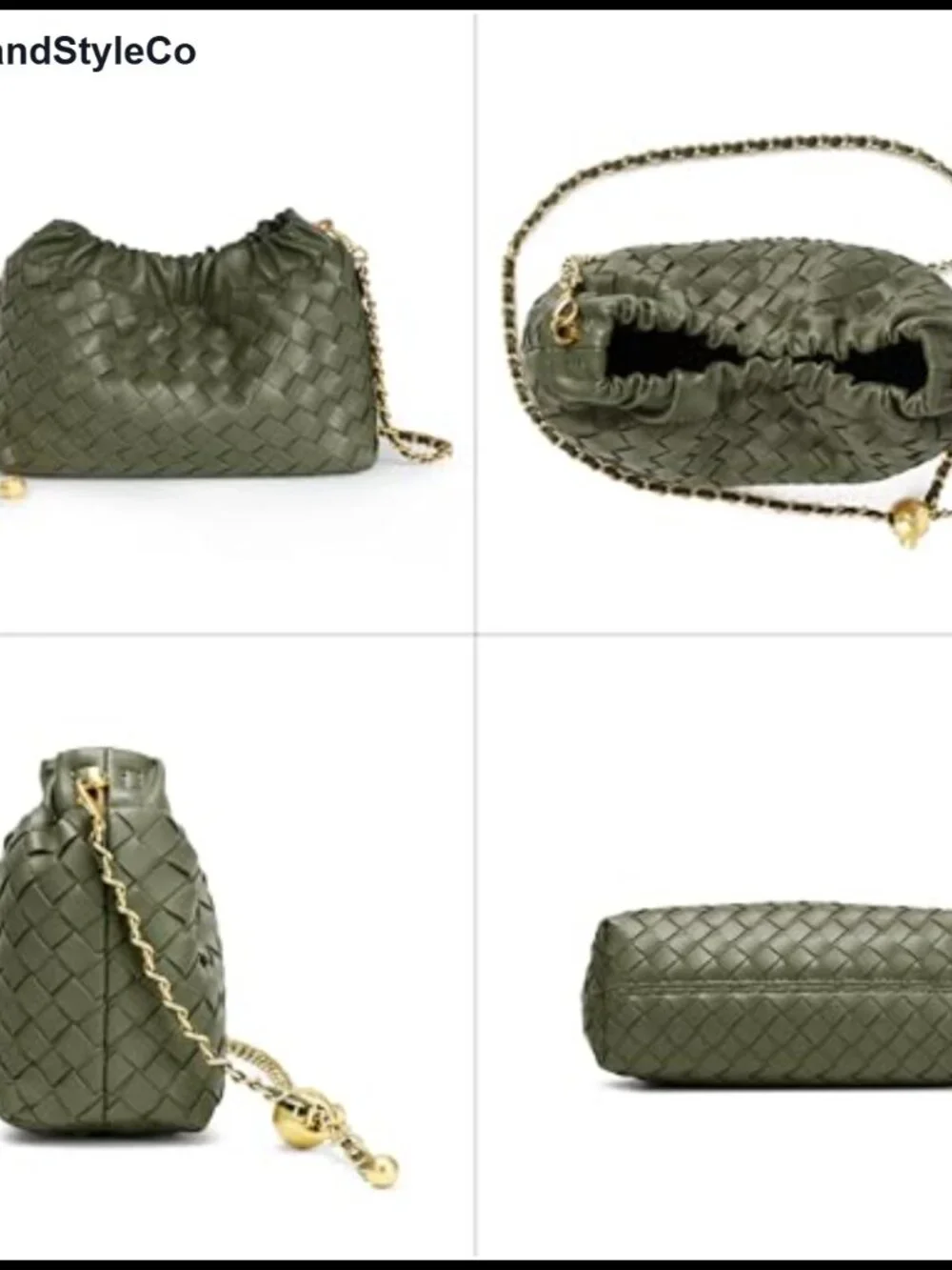 Faux Leather Woven Hobo Bag & Crossbody Purse with Ruched Design